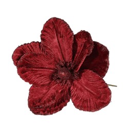 Velvet Magnolia on Short Stem Burgundy - X25012