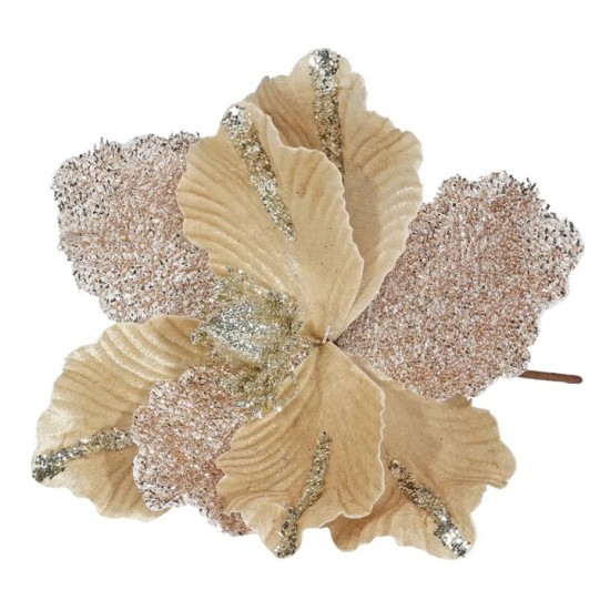Velvet Magnolia on Short Stem Champagne Gold 26cm - X25007 Velvet Magnolia on Short Stem Champagne Gold 26cm - X25007