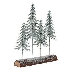 Small Snowy Spindle Tree Quad in Wood Log 25cm - X24033 BAY4C