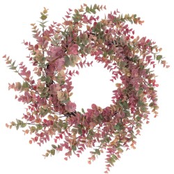 Artificial Eucalyptus Wreath Pink Green 60cm  - X23025 BAY4B