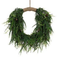 Real Touch Cedar Pine Jute Wreath 60cm - X25058