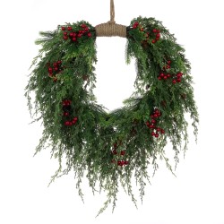 Real Touch Cedar and Berries Jute Wreath 71cm - X25059
