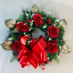 Artificial Roses Wreath Red 36cm - X25082