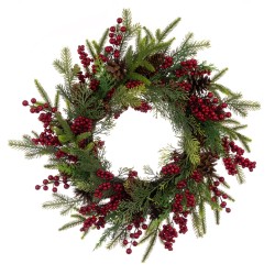 Empingham Pine & Berry Luxury Christmas Wreath 61cm - X25052