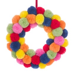 Rainbow Pom Pom Wreath 29cm - X23026 BAY3A
