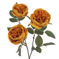 Eco Artificial Cabbage Rose Spray Orange 70cm - R048 KK2