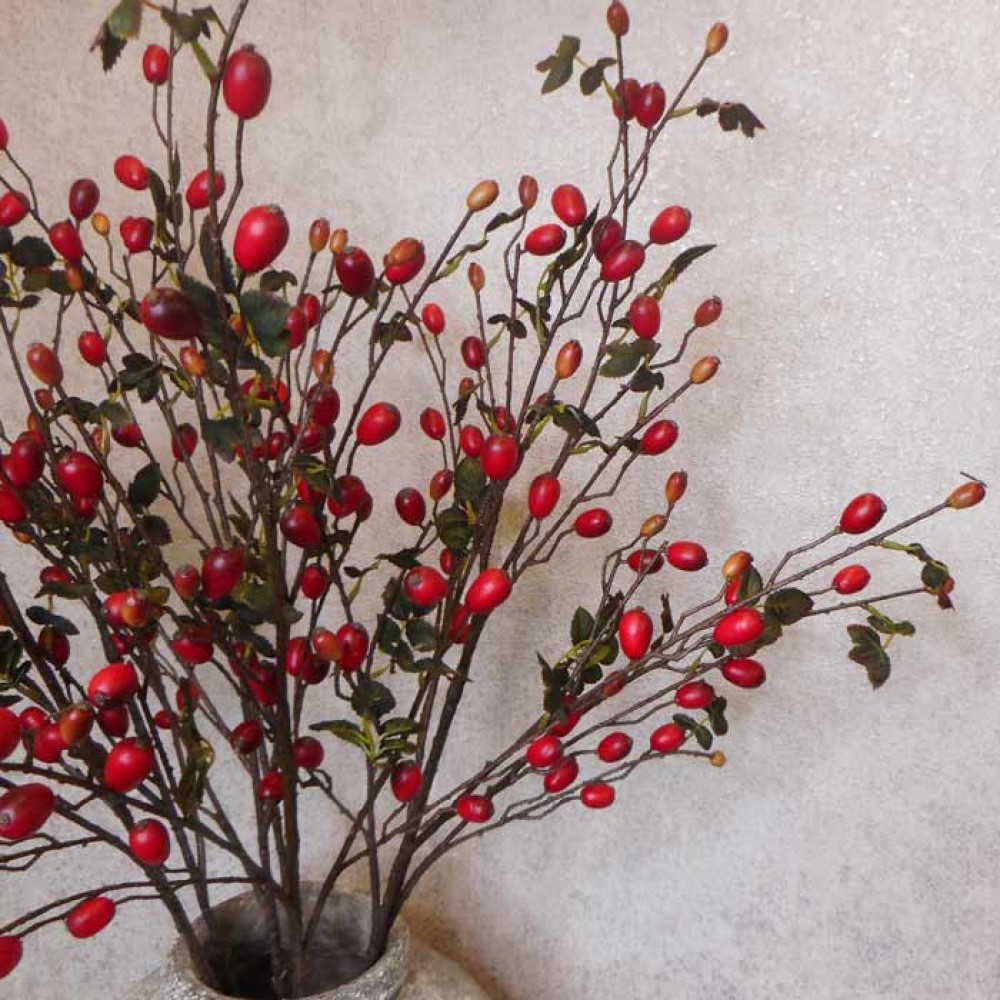 Artificial Rosehips Branch 85cm | Artificial Berries