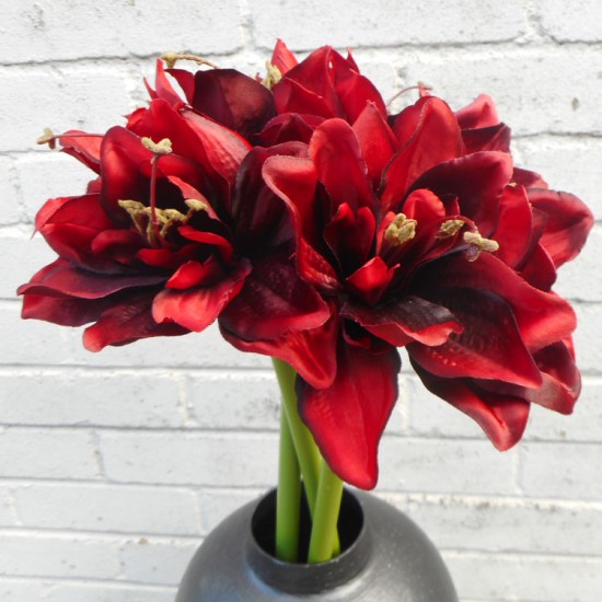 Artificial Amaryllis Flowers Red 55cm - A011 