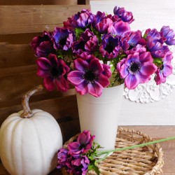 Artificial Anemones Purple Flowers 45cm - A091 A2