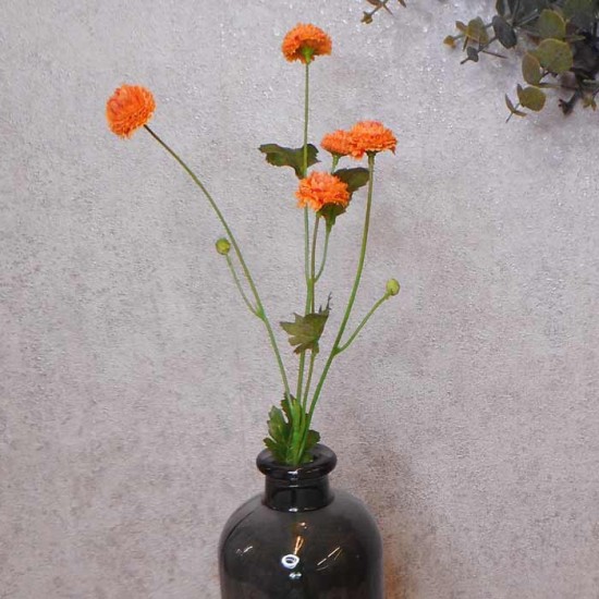 Artificial Button Asters Orange 58cm - A113 