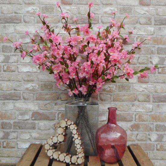 Artificial Cherry Blossom Branch Mid Pink 89cm - B019