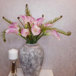 Artificial Calla Lilies Real Touch Pink Cream 70cm - L065 LL2