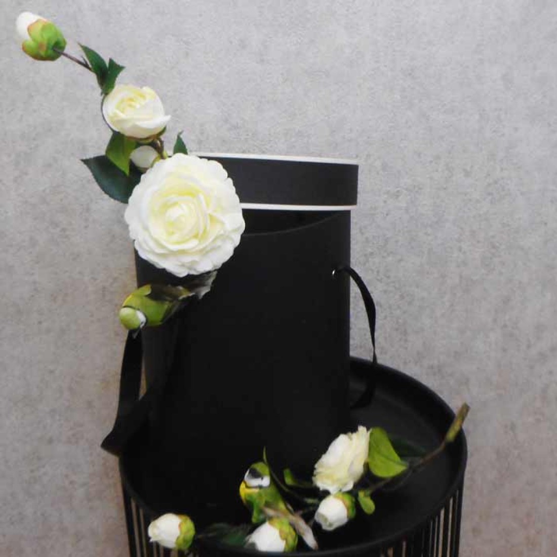 Artificial Camellias Cream 58cm Artificial Flowers