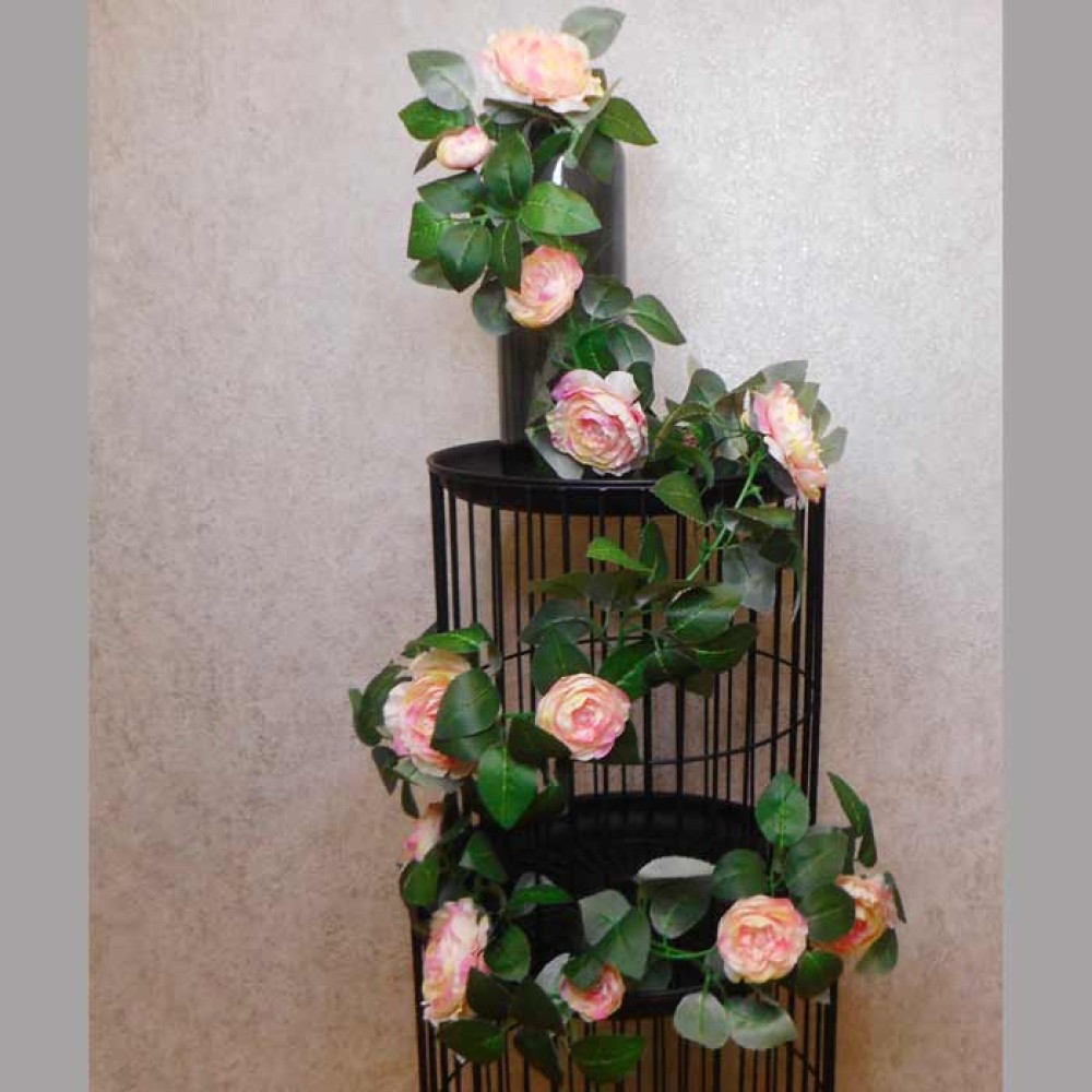 Artificial Camellias Garland Coral Pink Peach 180cm Artificial Flowers