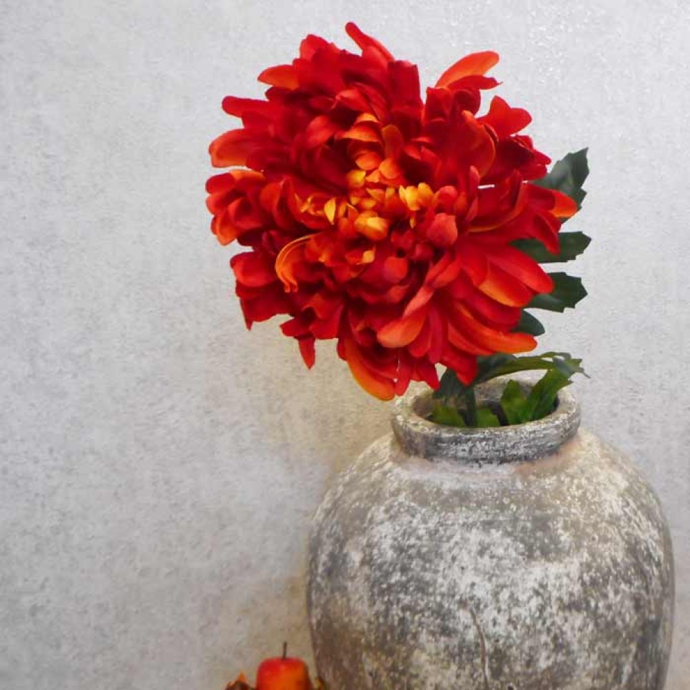 Artificial Bloom Chrysanthemum Flame Red Orange 90cm Artificial Flowers
