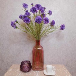 Artificial Meadow Cornflowers Purple Flowers 56cm - C158 