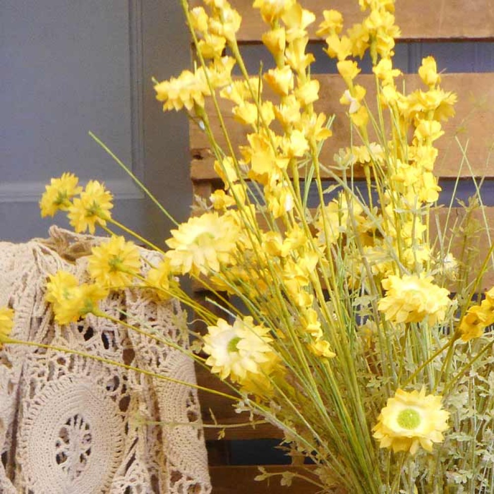 English Meadow Artificial Flowers Yellow Daisies 57cm Artificial Flowers