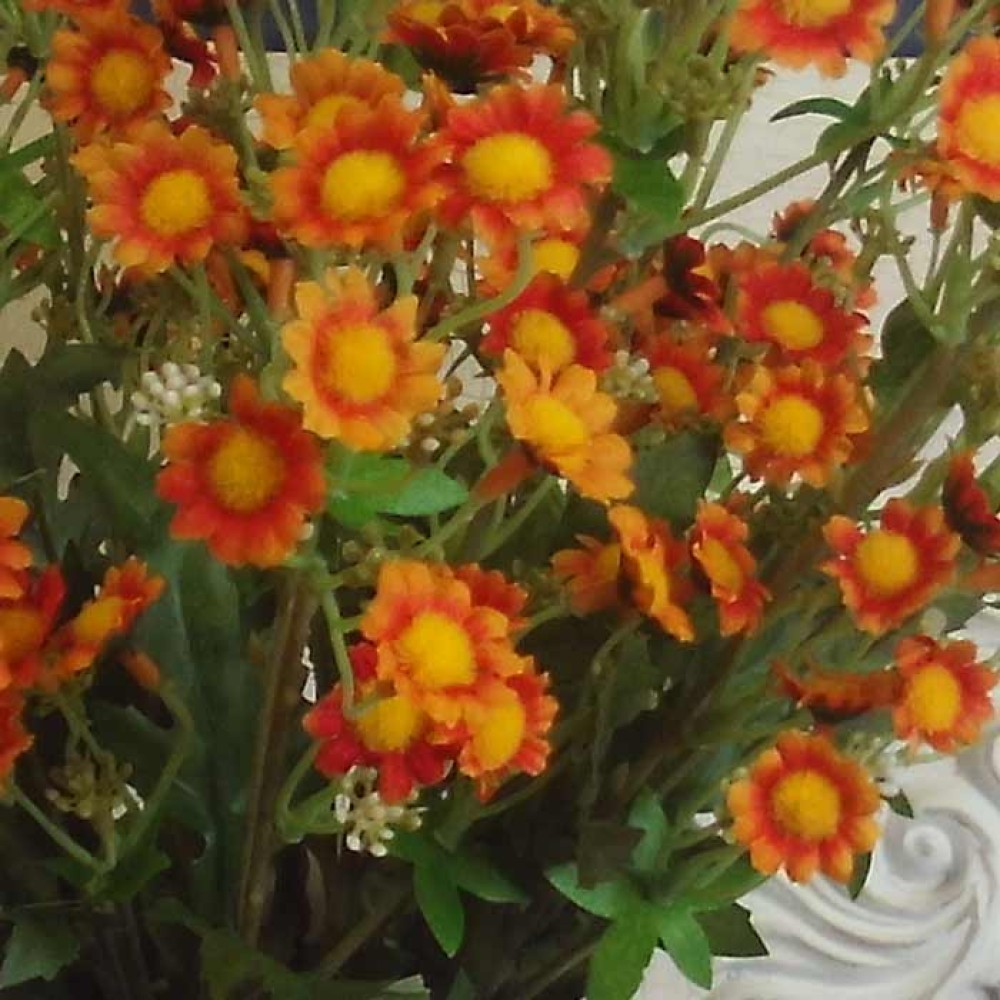 Mini Garden Daisies Stem Orange 63cm Artificial Flowers