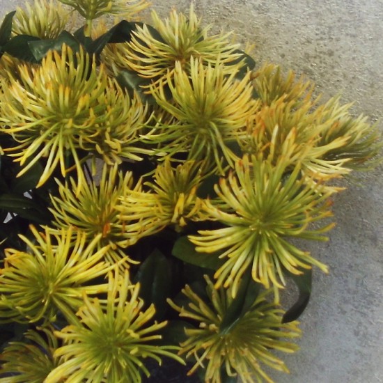 Artificial Pincushion Protea Plant Yellow 40cm - L093 HH1