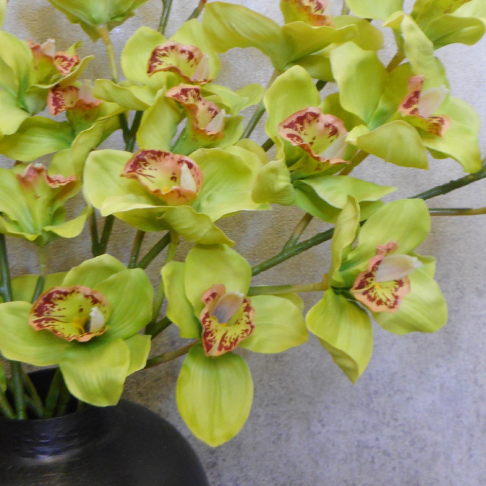 Artificial Cymbidium Orchid Lime Green 81cm | Artificial Flowers