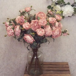 Artificial Peony Flowers Dusky Pink 72cm - P137 KK4