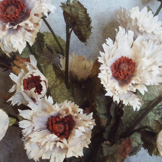 Antique Ruffled Poppy Oyster Cream 75cm | Faux Dried Flowers - P029 K4