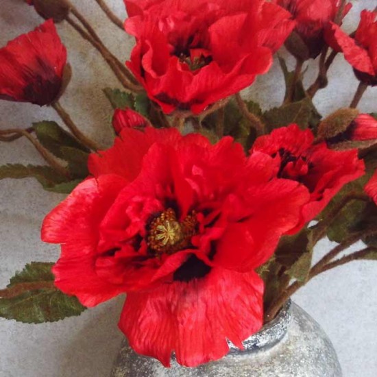 Luxury Artificial Oriental Poppies Red 86cm - P147 L4