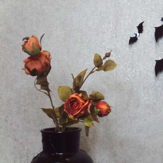 Antique Rose Spray Burnt Orange 64cm | Faux Dried Flowers - R239 LL2