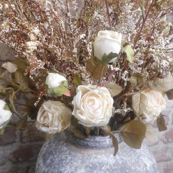 Antique Rose Spray Cream 64cm | Faux Dried Flowers - R234 GG2