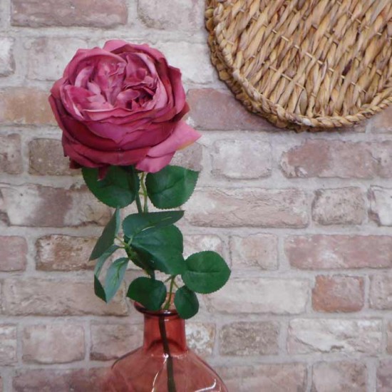 Artificial Cabbage Rose Dark Dusky Pink 60cm - R780 O2