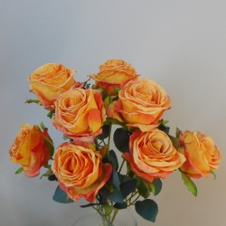 Antique Roses Bush Orange | Faux Dried Flowers 45cm - R119 FF4