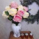 Lemon Peach Artificial Roses Bouquet x 7 54cm - R581 R4