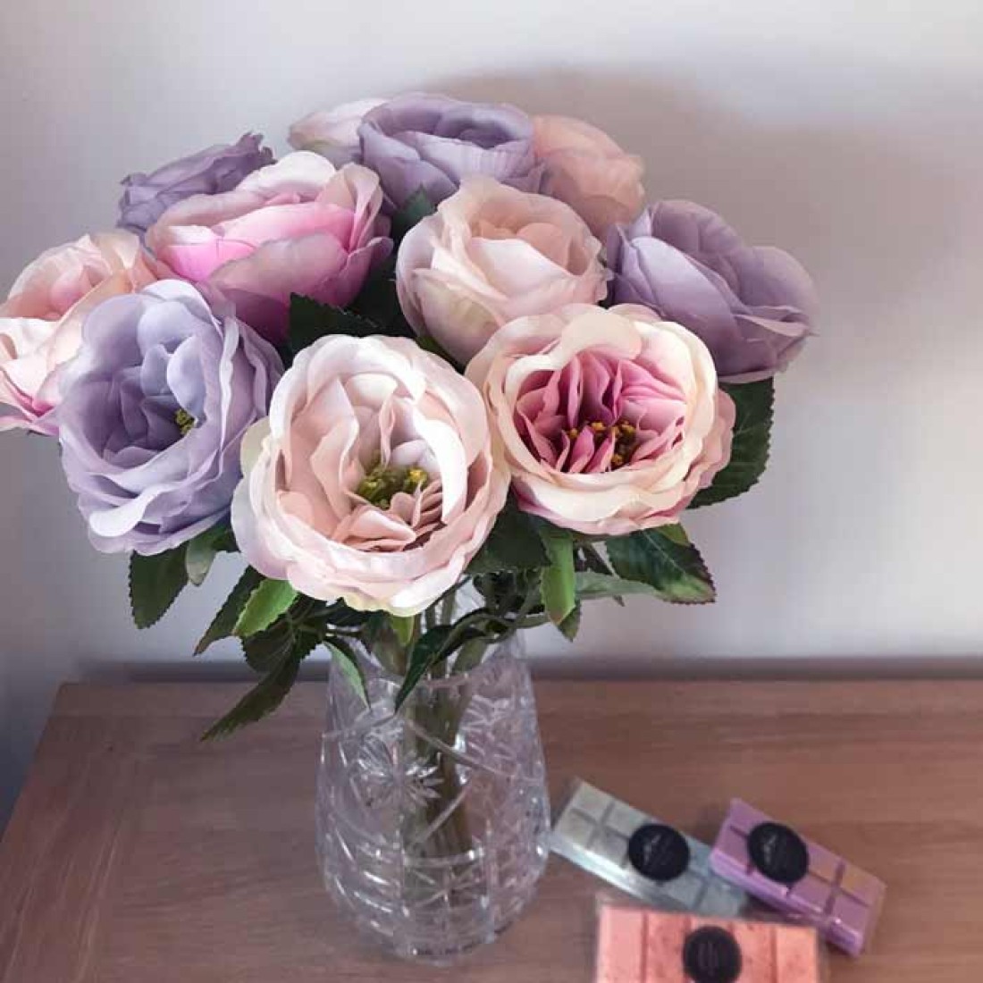 Artificial Cabbage Roses Peach 41cm | Artificial Flowers