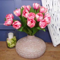 Artificial Bicolour Tulips Bundle Pink 40cm - T028 Q3