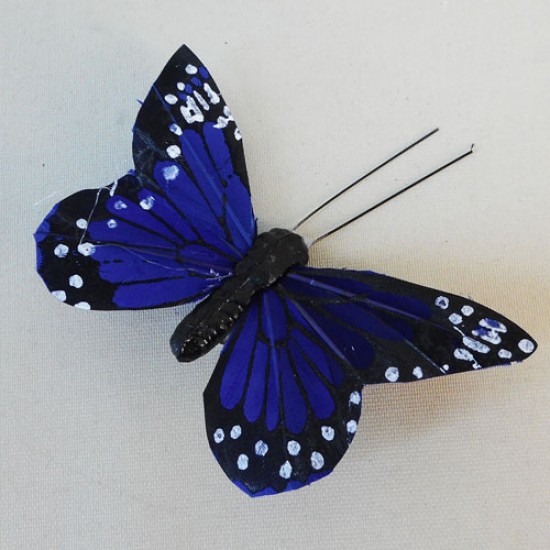 9cm Butterflies on Clip (6 pack) Dark Blue - BF022