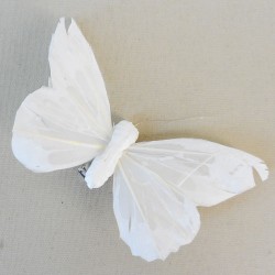 9cm Butterflies on Clip (6 pack) Ivory - BF027