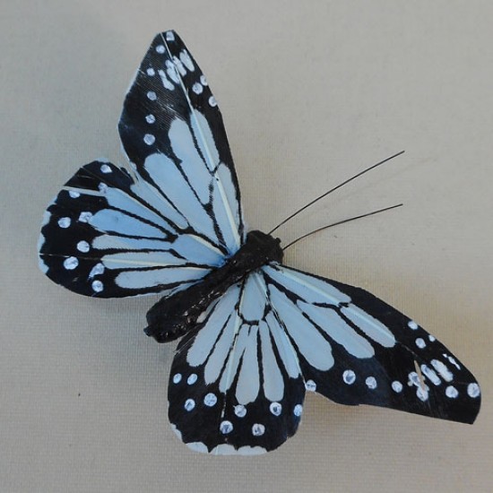 9cm Butterflies on Clip (6 pack) Pale Blue - BF020