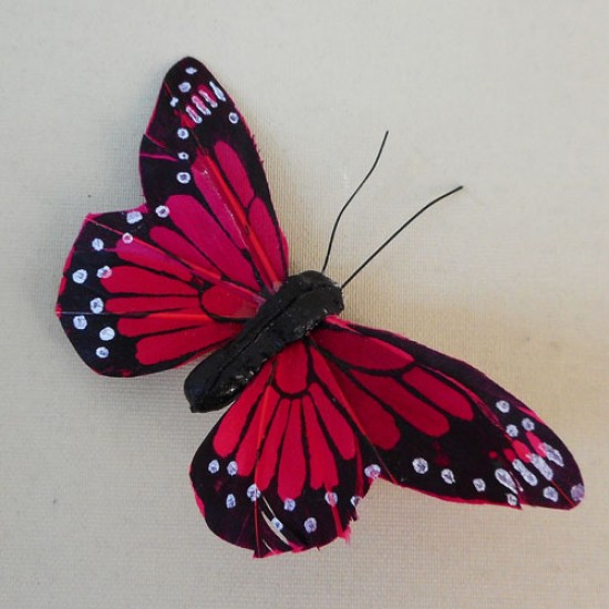 9cm Butterflies on Clip (6 pack) Red - BF025