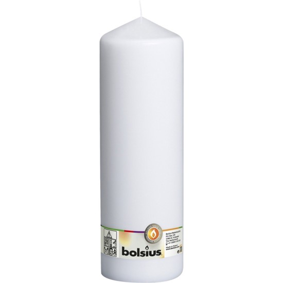 Bolsius Pillar Candles White 300mm by 98mm 150 Hours - CAN036