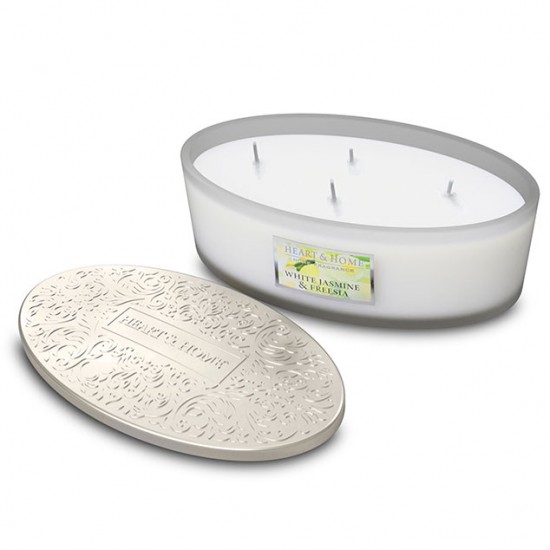 Heart and Home Ellipse 4 Wick Candles White Jasmine & Freesia 420g - HH115