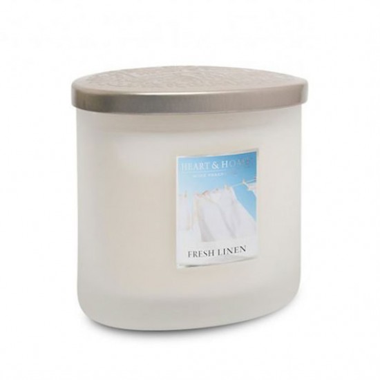 Heart and Home Ellipse Twin Wick Candle Fresh Linen 230g - HH043