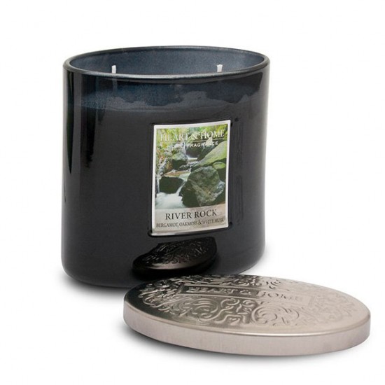 Heart and Home Ellipse Twin Wick Candle River Rock 230g - HH084