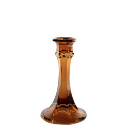 Genevieve Honey Brown Glass Candlestick 15cm - GL210