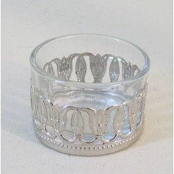Glass Tea Light Candle Holders with Silver Decoration - GL106 9B