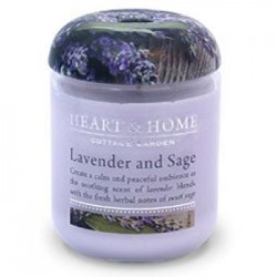 Heart and Home Fragranced Candles Lavender and Sage Large Jar 320g - HH033