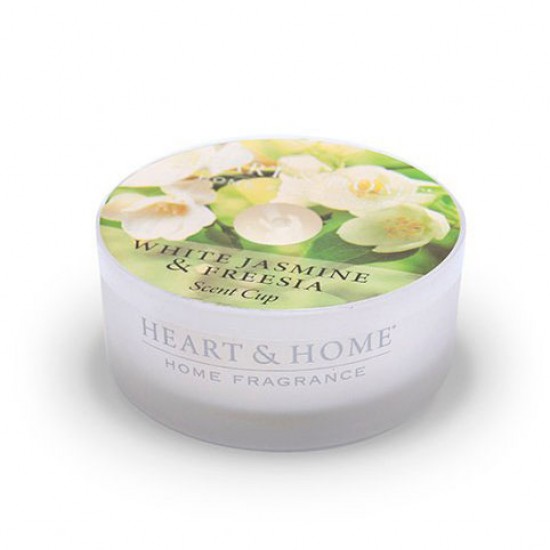 Heart and Home Candles White Jasmine & Freesia Scent Cups 38g - HH095