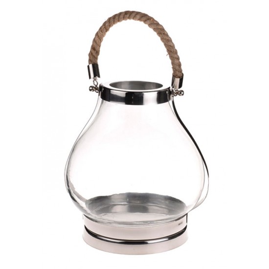 Large Chrome and Glass Bulb Lantern - LAN004 10A