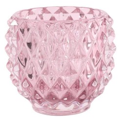 Pink Geometric Glass Candle Holder 9cm - GL025 5B