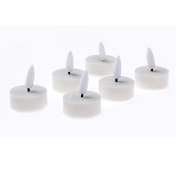 Set of 6 LED Tealight Candles - White 3.8cm diameter x 4.5cm height - LED011