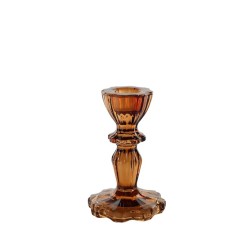 Thea Honey Brown Glass Candlestick 11cm - GL208